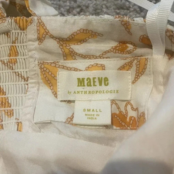 Anthropologie Maeve Womens Sweetheart Mini Floral Dress Orange And White Small - Picture 10 of 13